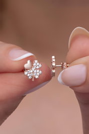 Heliophilia Silver Pendientes de Plata de Ley 925 con Oro Rosa y Circón